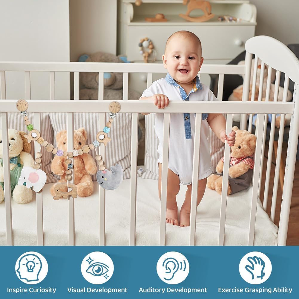 Thumbnail 3 de Vicloon Catena per Passeggino in Legno con Motivi Elefante – Gioco Educativo per Bambini
