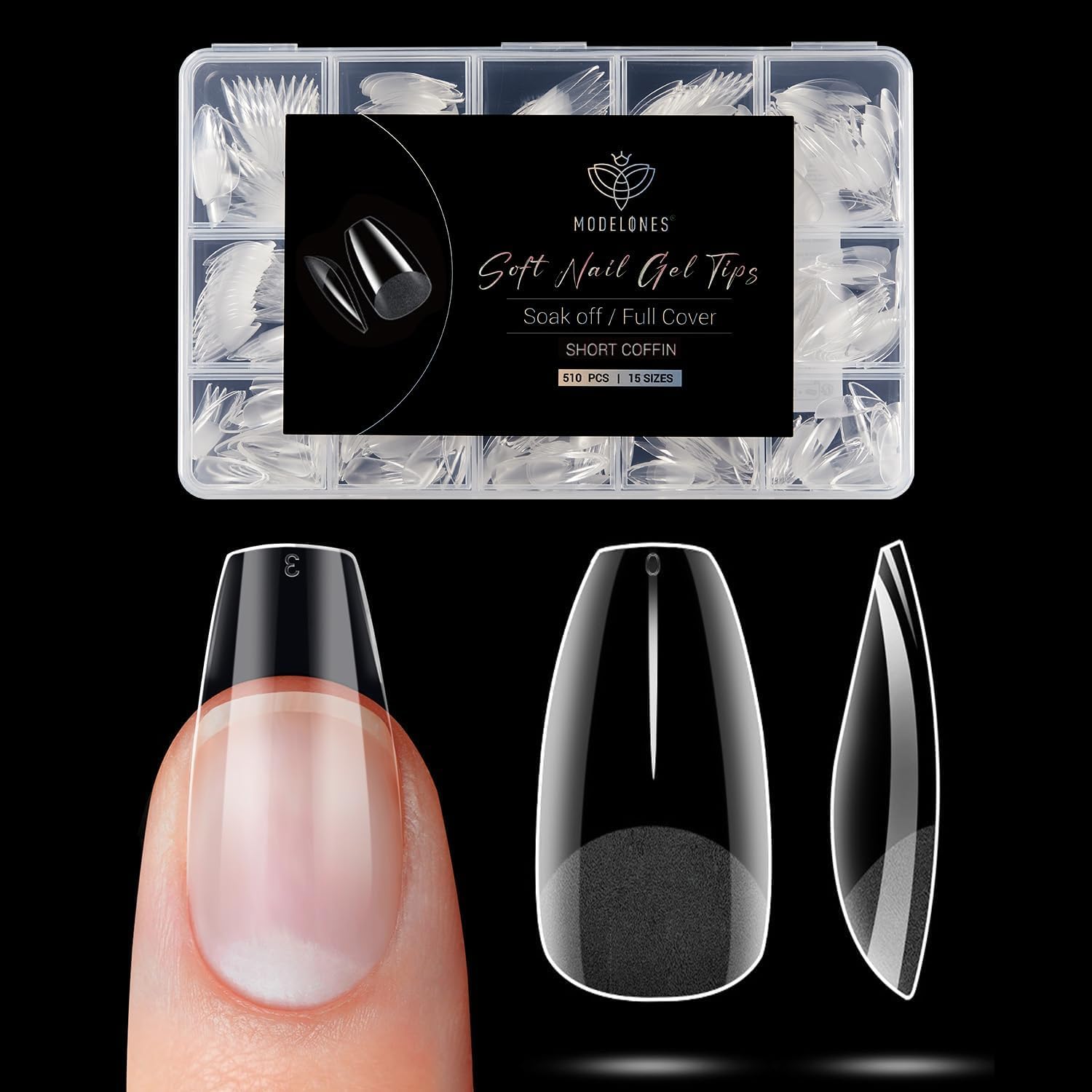 Thumbnail 6 de Modelones Nageltips 510 Stück Full Cover (kurze Almond) – PMMA Gel Tips Set zum Aufkleben für DIY-Nail-Art