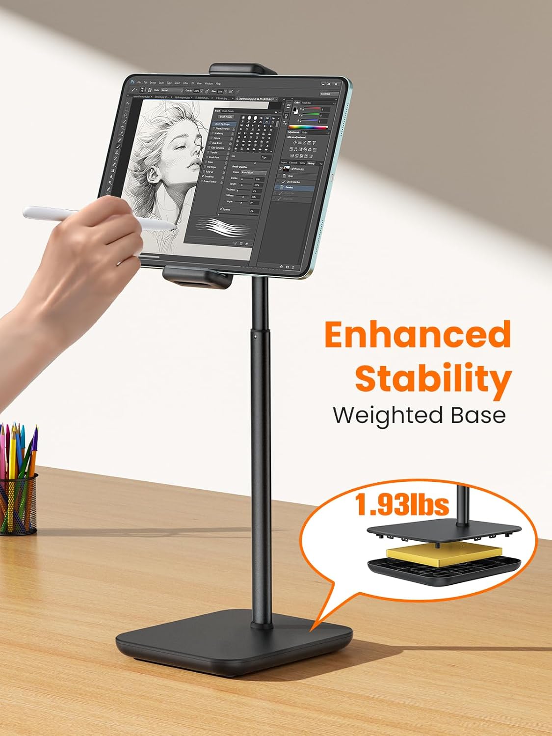 Thumbnail 4 de tounee Height Adjustable Tablet Stand with 1.6 kg Support – Portable, Ergonomic & Compatible for 11.9–39.6 cm devices