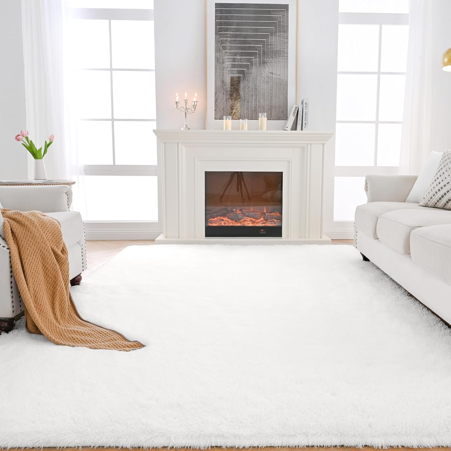 Detalle 2 de Fluffyrug White 10x14 shag rug