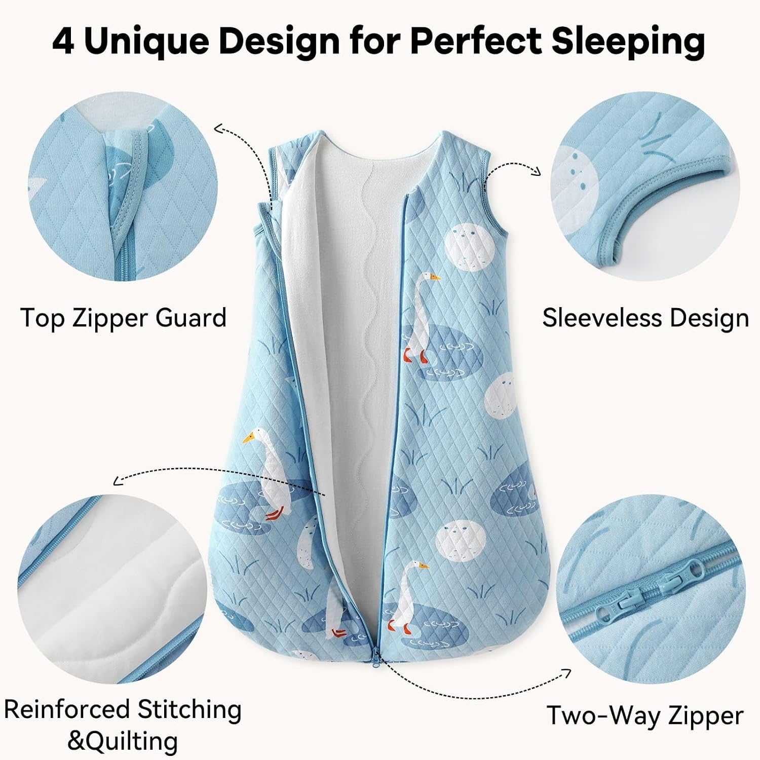 Detalle de Unnivoll Schlafsack Baby 1,5 Tog 67 cm – Baumwolle, 0–6 Monate, warm & weich