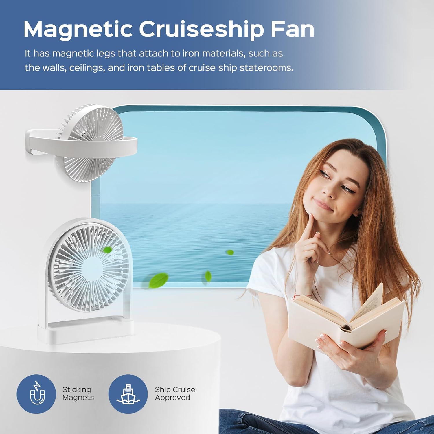 Thumbnail 1 de Yaoledly Magnetic Cruise Ship Fan: Portable USB-C Desk Fan with Strong Magnetic Base