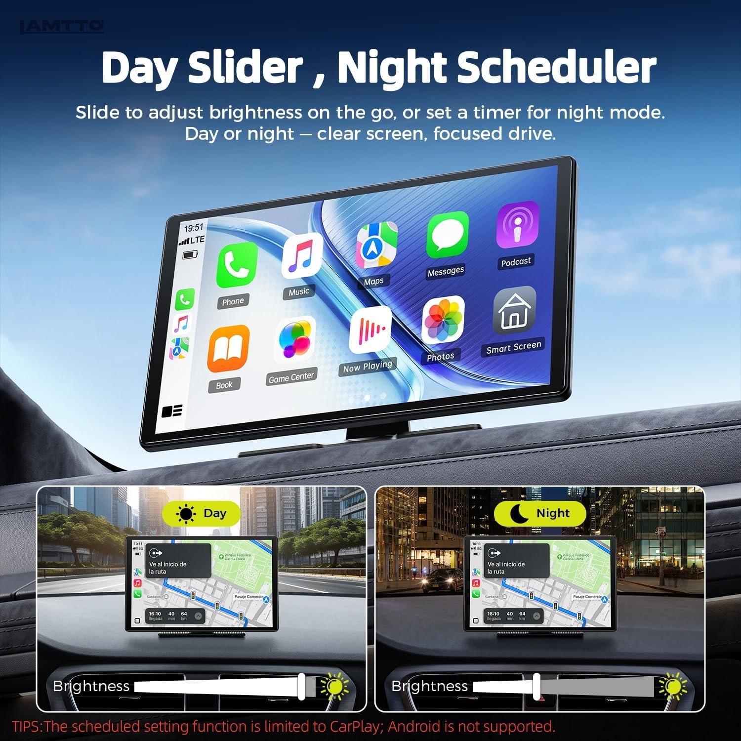 Thumbnail 5 de LAMTTO 11-Inch Wireless CarPlay Screen with in-Cell Display