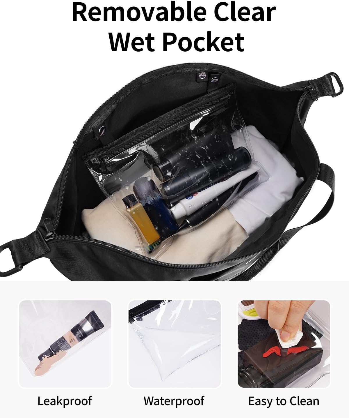 Thumbnail 5 de ECOHUB for Ryanair Cabin Bags 40x30x20cm expandable underseat bag with wet pocket (Black)