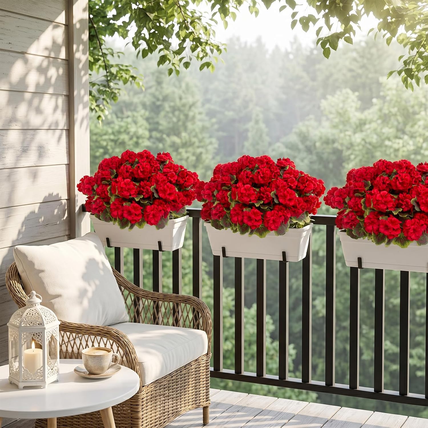 Thumbnail 6 de Lovemoon 8-Piece Artificial Geranium Set (Red) for Indoor & Outdoor Decor