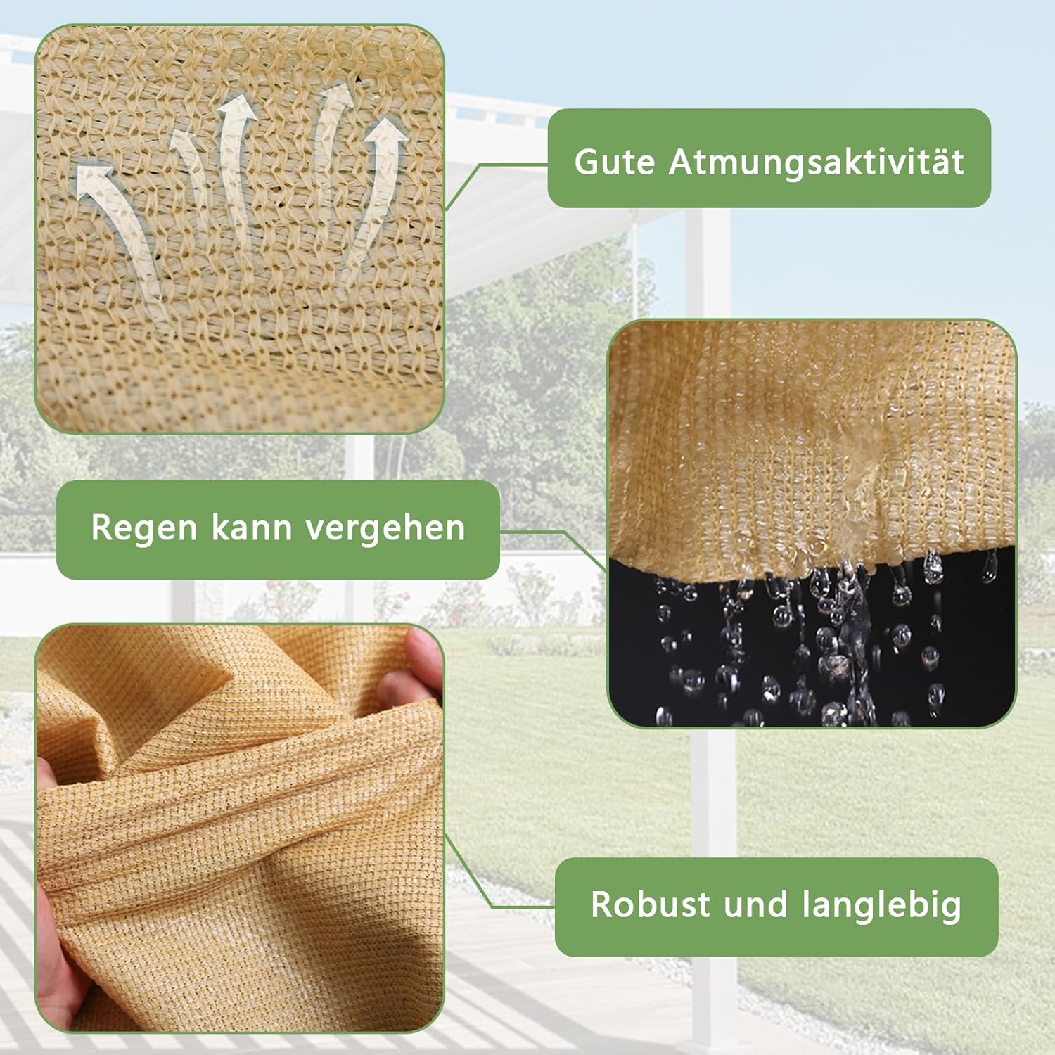 Thumbnail 4 de Schattennetz 3x6 m mit Ösen – Schattiernetz als Sonnenschutz & Sichtschutz für Terrasse und Garten