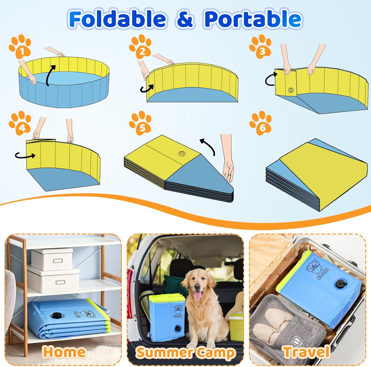 Thumbnail 4 de COZII Hundepool faltbar 120 x 30 cm – Planschbecken für Hunde und Kinder, rutschfestes PVC mit Zubehör