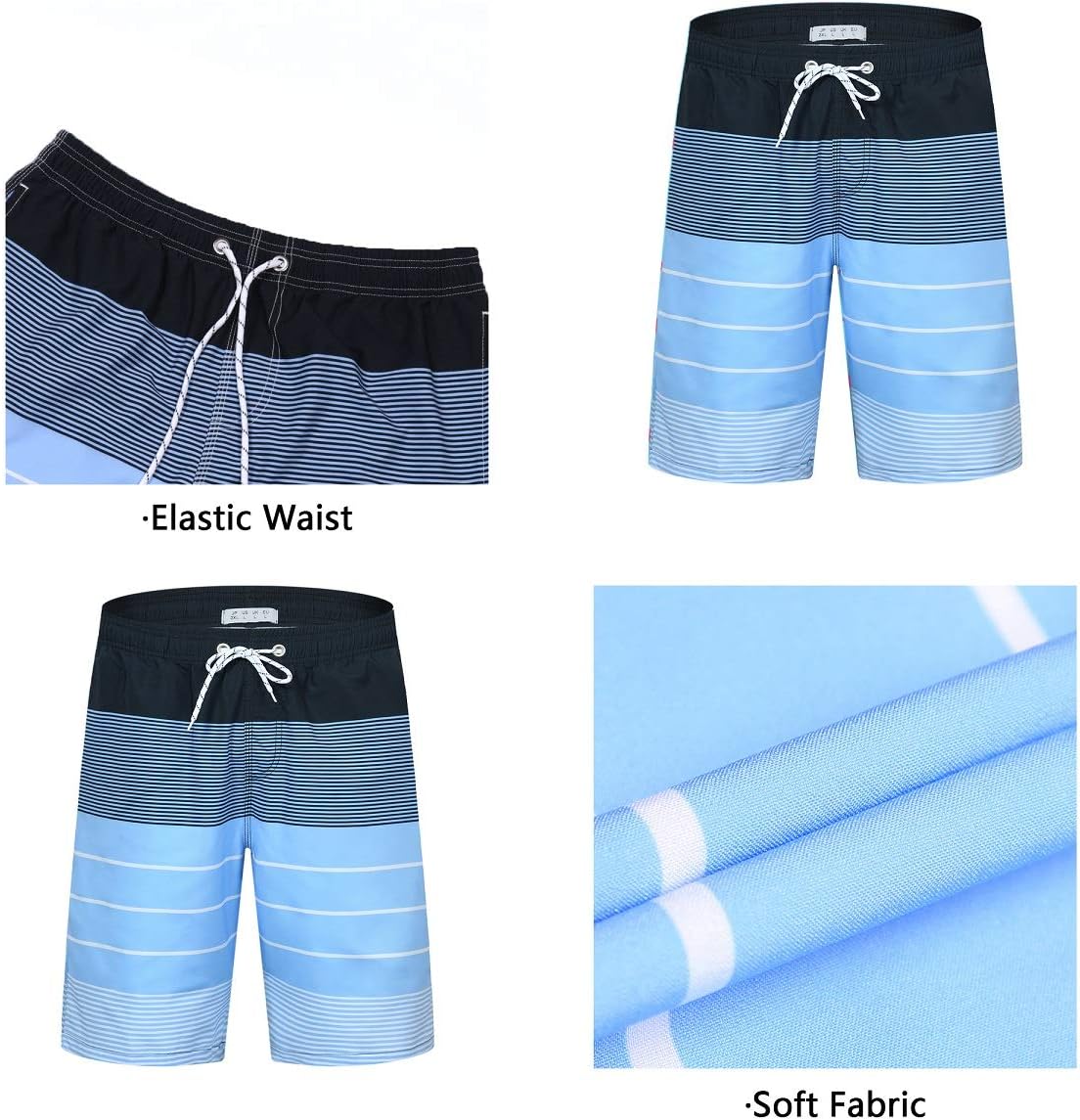 Detalle de iCKER Herren Shorts Badehose – Schnell trocknende Beach Shorts mit 3D-Druck