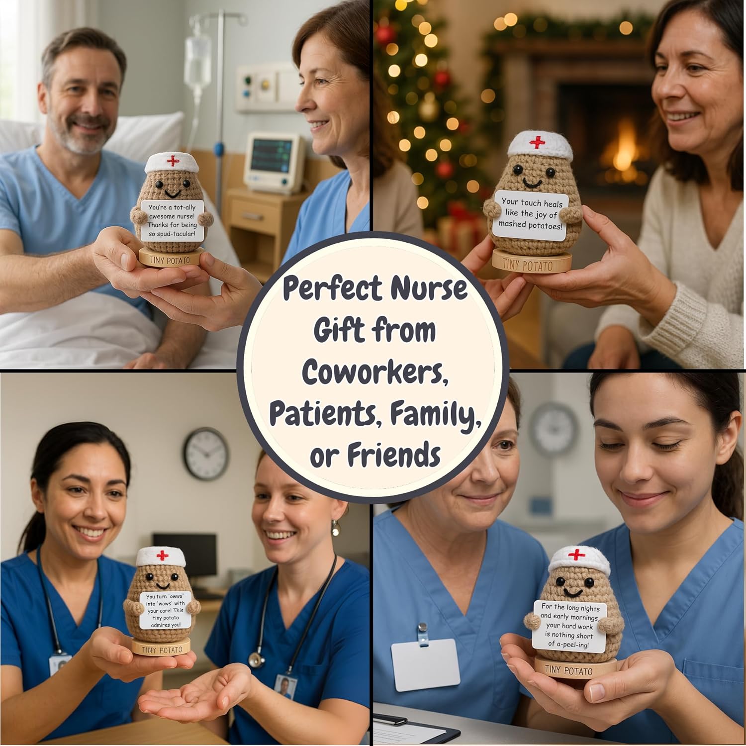 Thumbnail 6 de Nurse Gifts for Women - Positive Crochet Potato with 30 Signs: Cute, Funny, and Heartfelt RN Appreciation