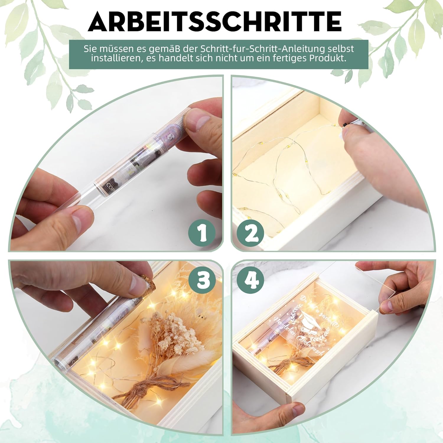 Thumbnail 3 de Abitur-/Bachelor-Abschluss Geldgeschenke-Verpackung in Holzbox mit LED-Licht