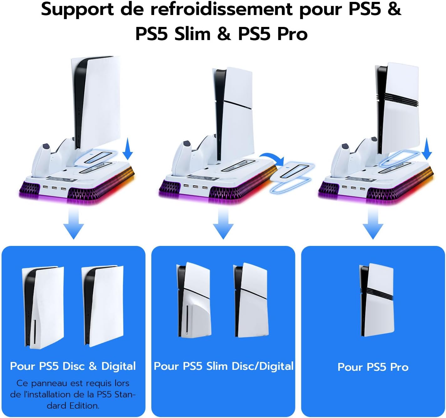 Detalle 2 de Wigearss Station de refroidissement PS5 3 vitesses