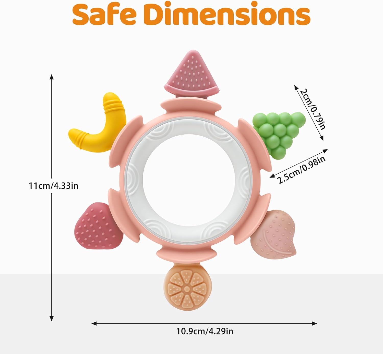 Thumbnail 1 de Grignoteuse en silicone en forme de fruit – anneau de dentition à saisir pour bébé (0–12 mois), rose