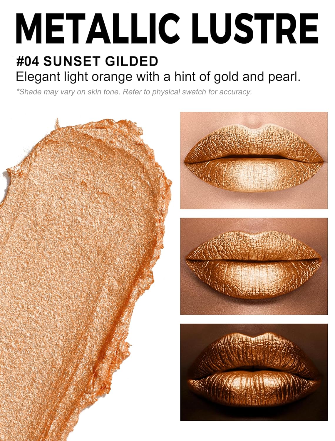 Thumbnail 1 de Anglicolor Glitzer Metallic Lippenstift „04 SUNSET GILDED“ – pflegender, cremiger Satin-Look mit Metallic-Glanz