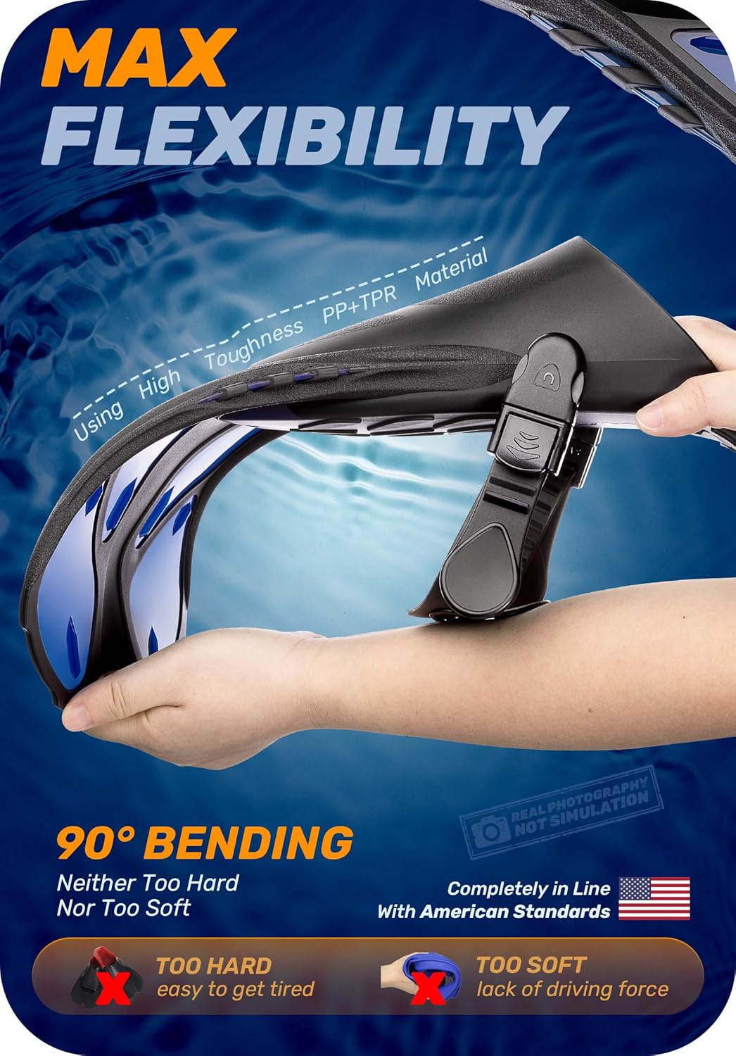 Detalle de CAPAS Snorkel Fins Travel Size Open-Heel Adjustable Flippers (Short Fins for Adults & Kids)