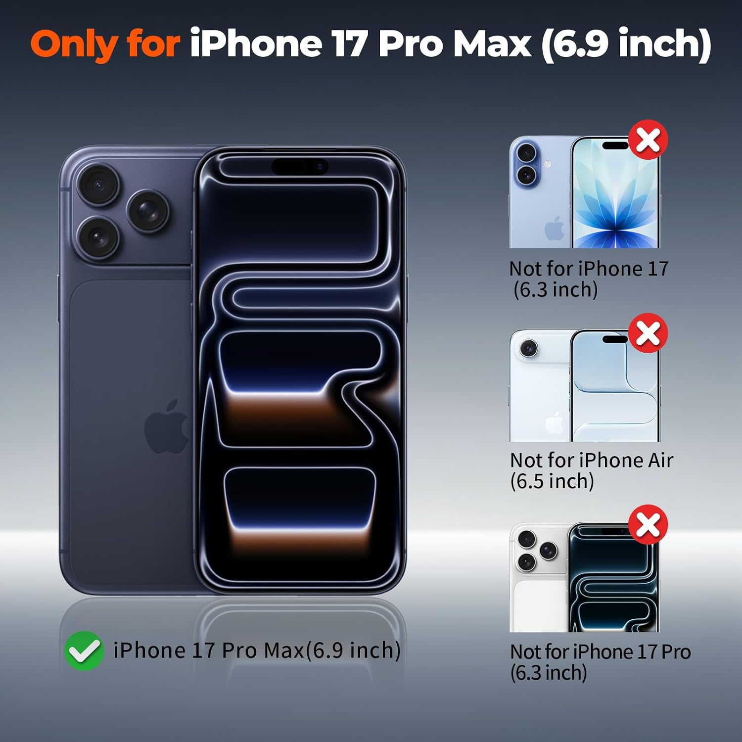 Detalle de zapica Magnetic iPhone 17 Pro Max Case (Deep Blue) with Camera Protection & Tempered Glass Screen Protector