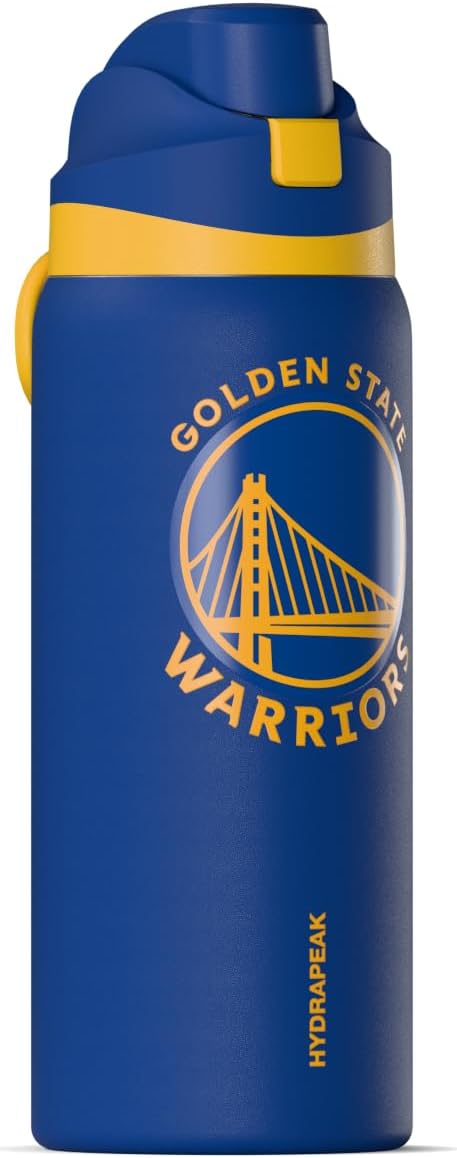 Detalle de Hydrapeak x NBA Golden State Warriors 32 oz Oasis Insulated Water Bottle with Push-Button Chug Lid