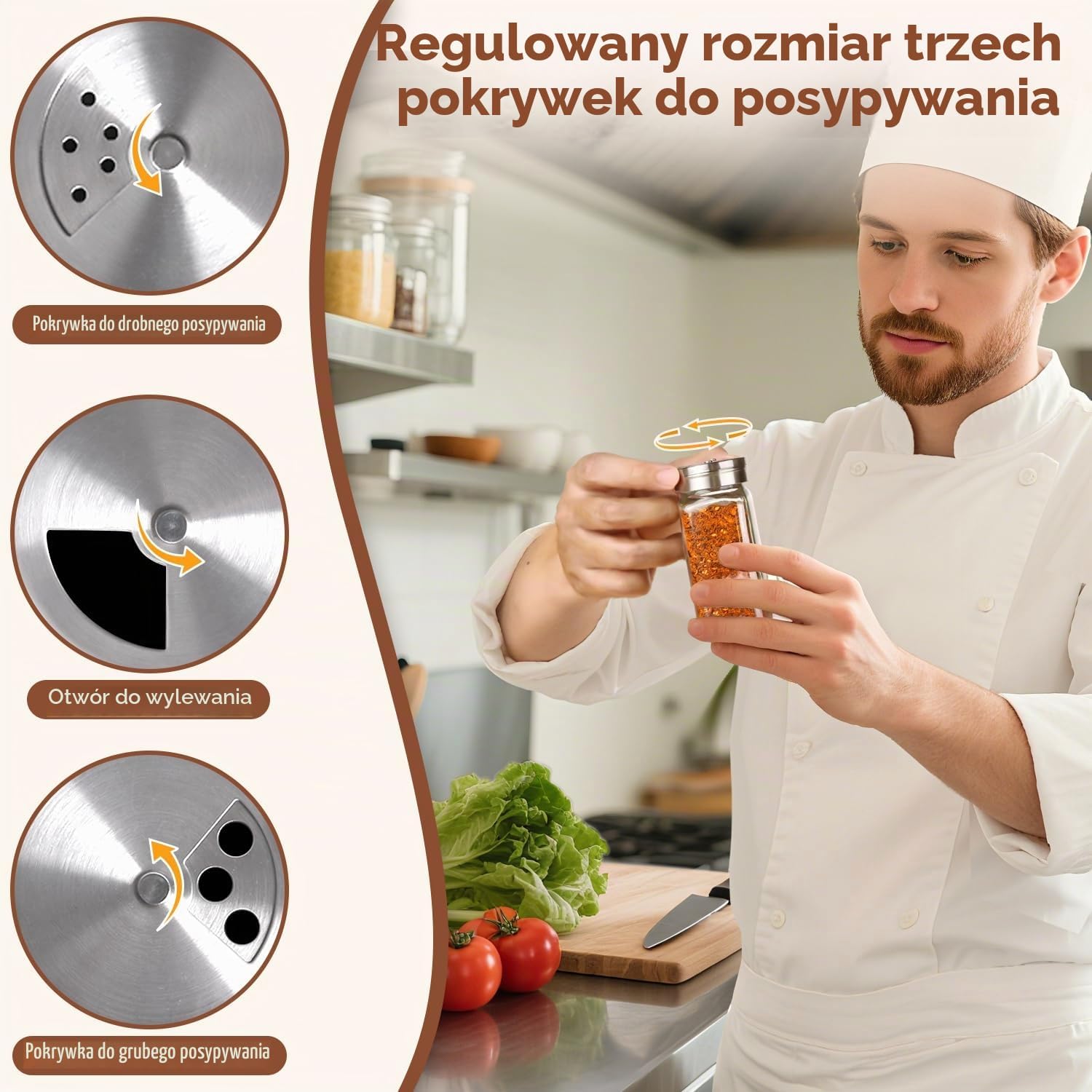 Thumbnail 6 de ComSaf – kwadratowe szklane słoiczki na przyprawy 12 × 120 ml z etykietami