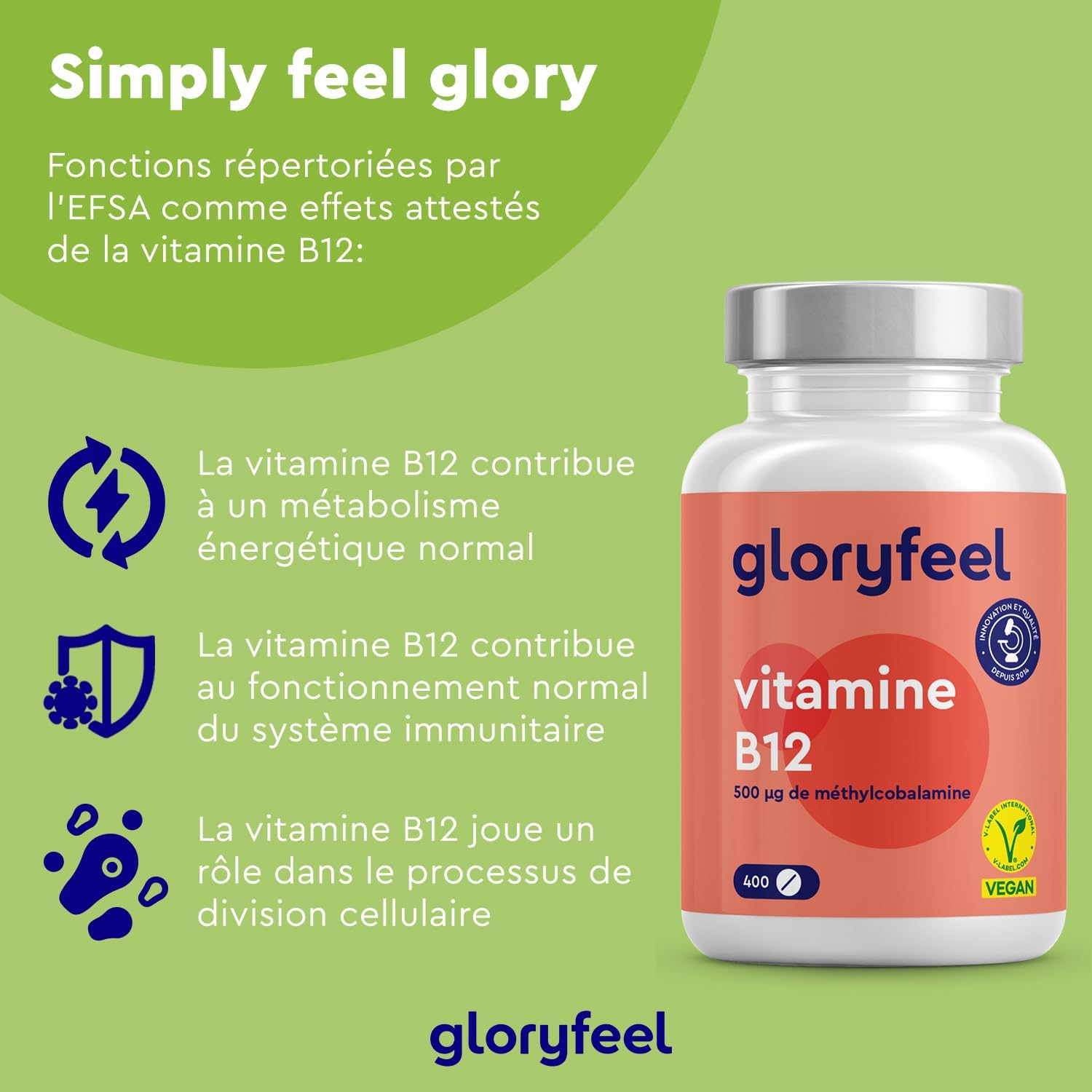 Thumbnail 3 de Vitamine B12 Méthylcobalamine 500 µg — 400 comprimés, vegan et sans additifs