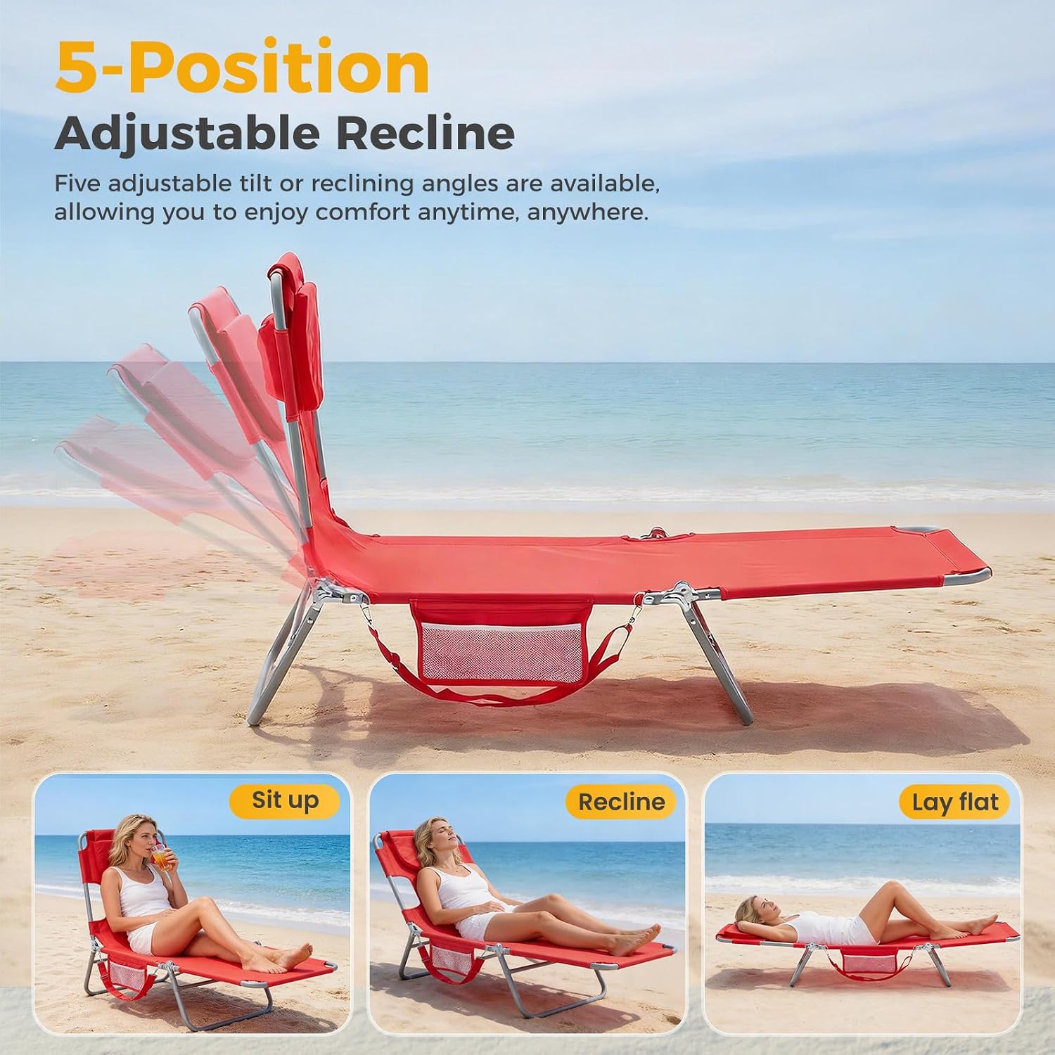 Detalle de NEWBULIG Beach Lounge Chair, 5-Position