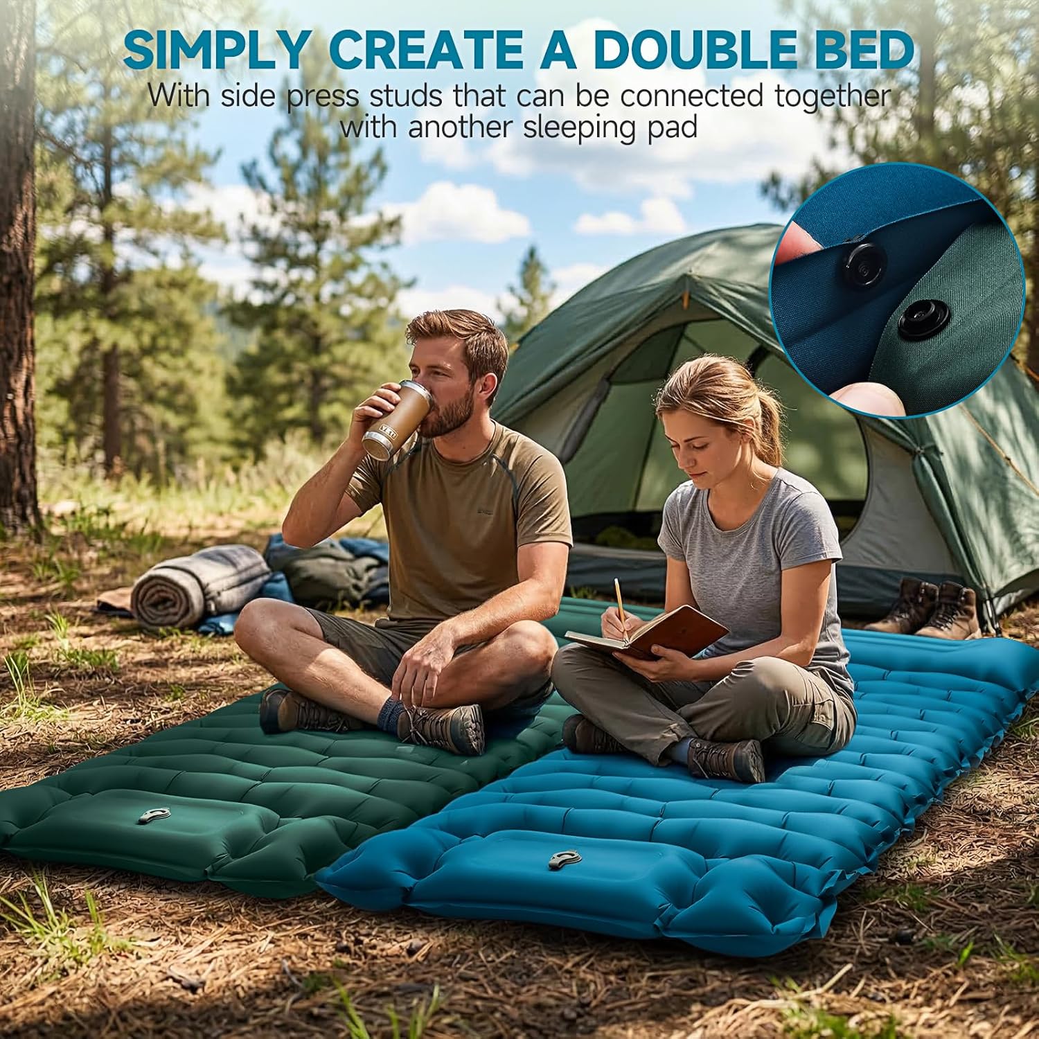 Thumbnail 5 de FORRINX Camping Sleeping Pad Self Inflating 9.5cm Thick – Ultra-Wide, Built-in Pump, Waterproof Air Mattress
