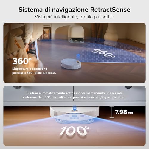 Detalle de Roborock Qrevo Curv 2 Pro: robot aspirapolvere lavapavimenti con LDS retrattile