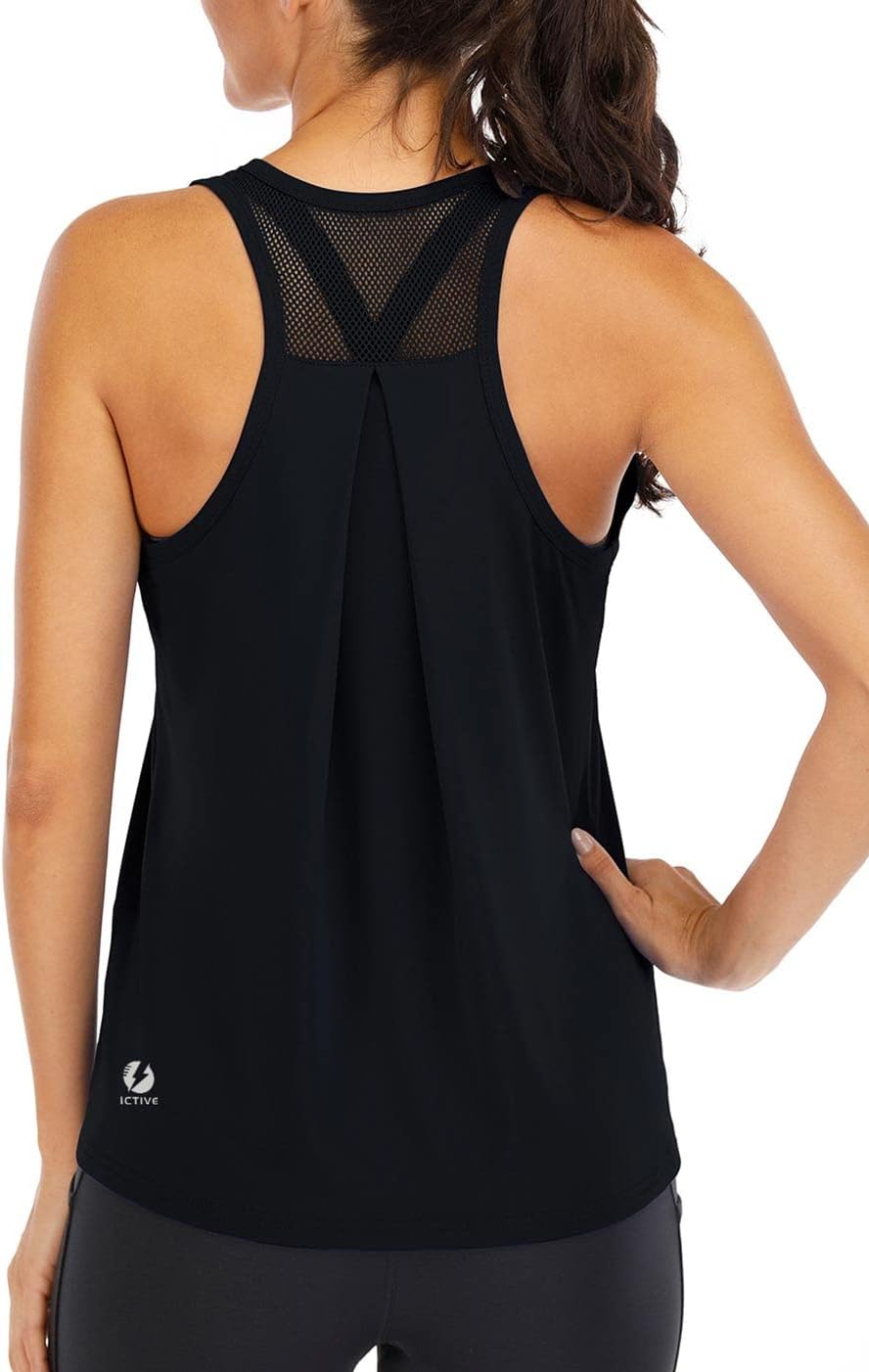 Detalle 2 de ICTIVE Loose-Fit Racerback Workout Tank Top for Women with Mesh Back