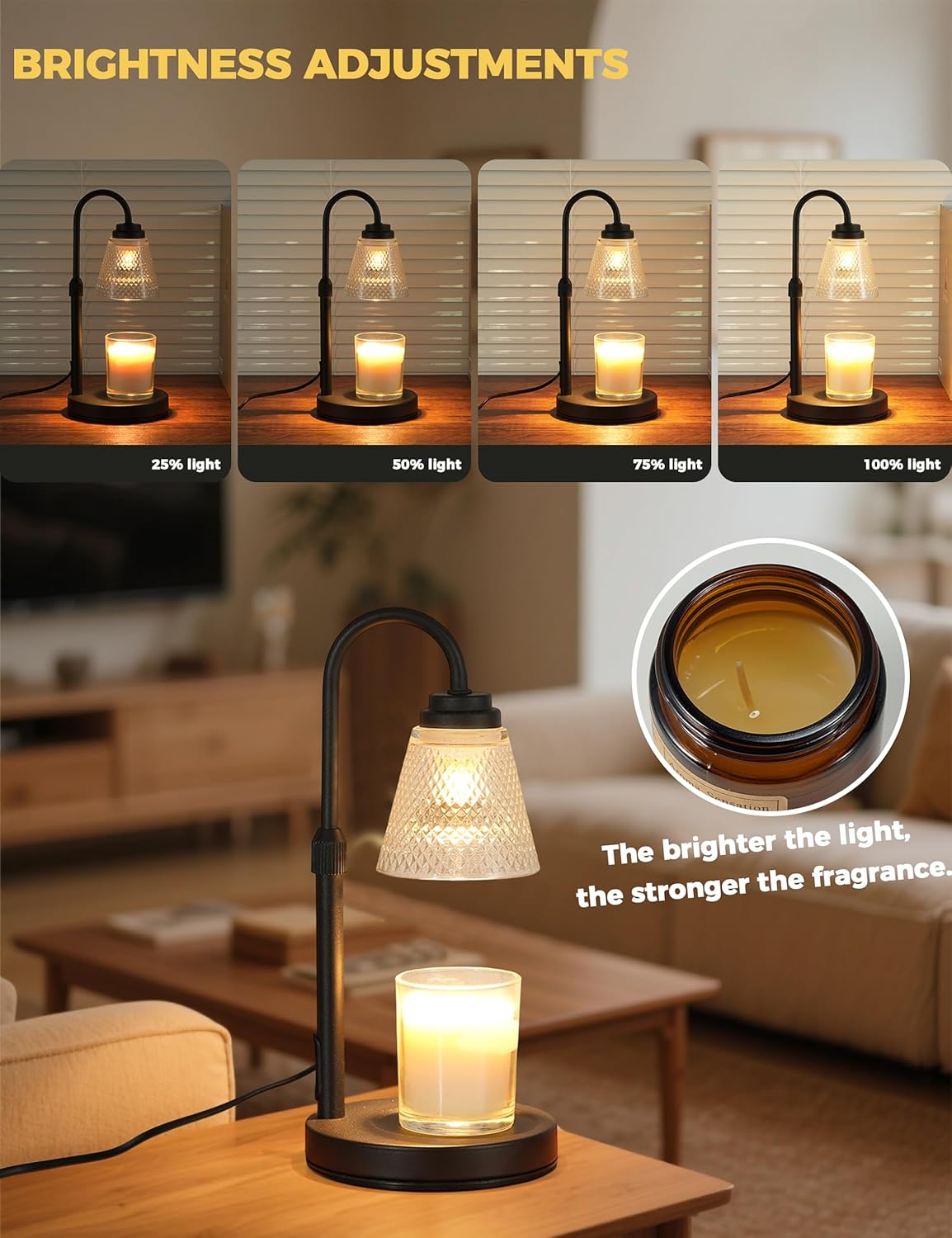 Thumbnail 2 de Candle Warmer Lamp with Timer Dimmer – Safe, Scented Ambience Without Flame