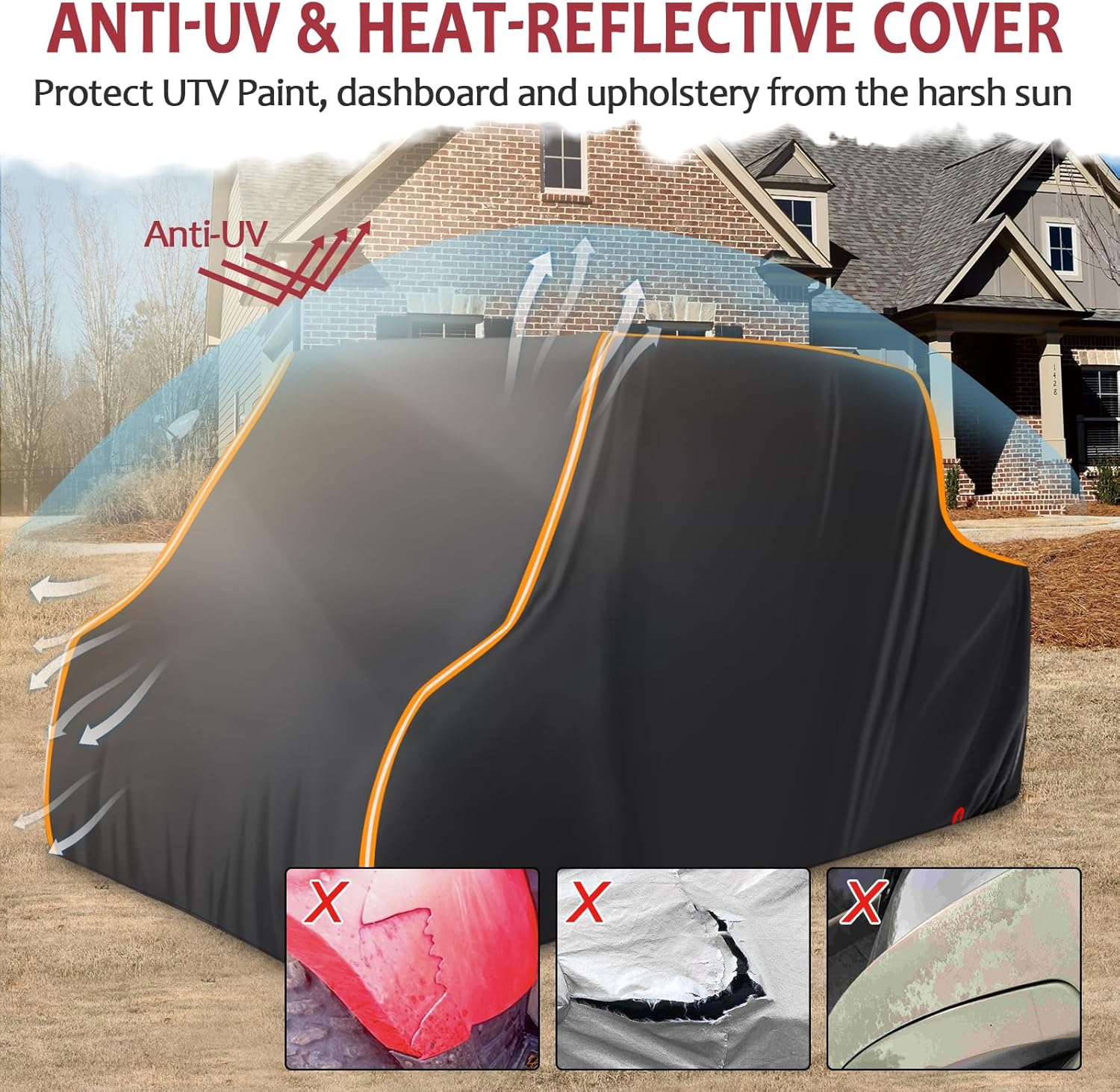 Detalle de StarknightMT Heavy Duty UTV Cover 4-Seat (157" x 65" x 77"): All-Weather Protection for 4-6 Seaters