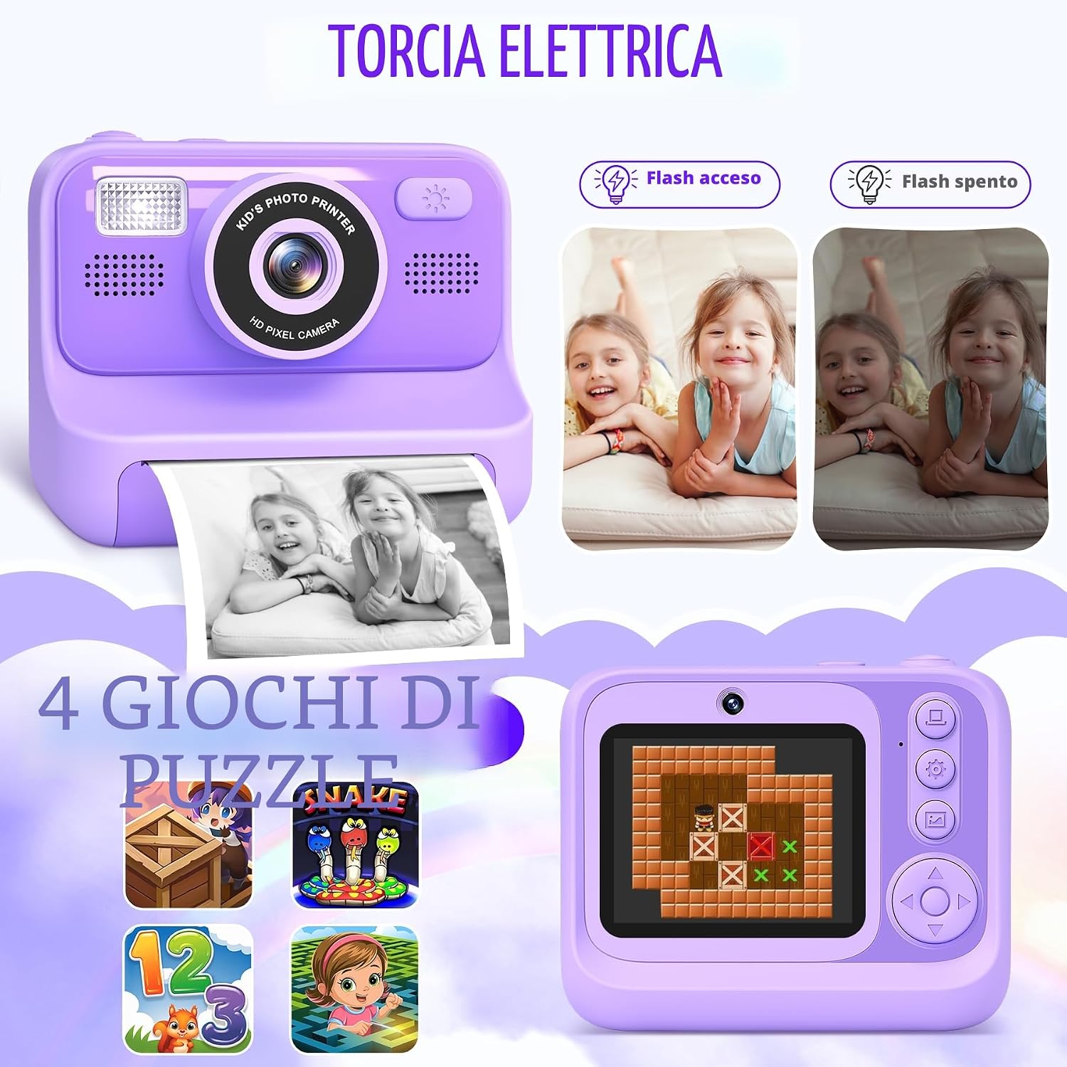 Thumbnail 4 de Subtail: Fotocamera istantanea per bambini 1080P, 32 GB, guida fidata per selfie e momenti creativi dai 3 ai 12 anni