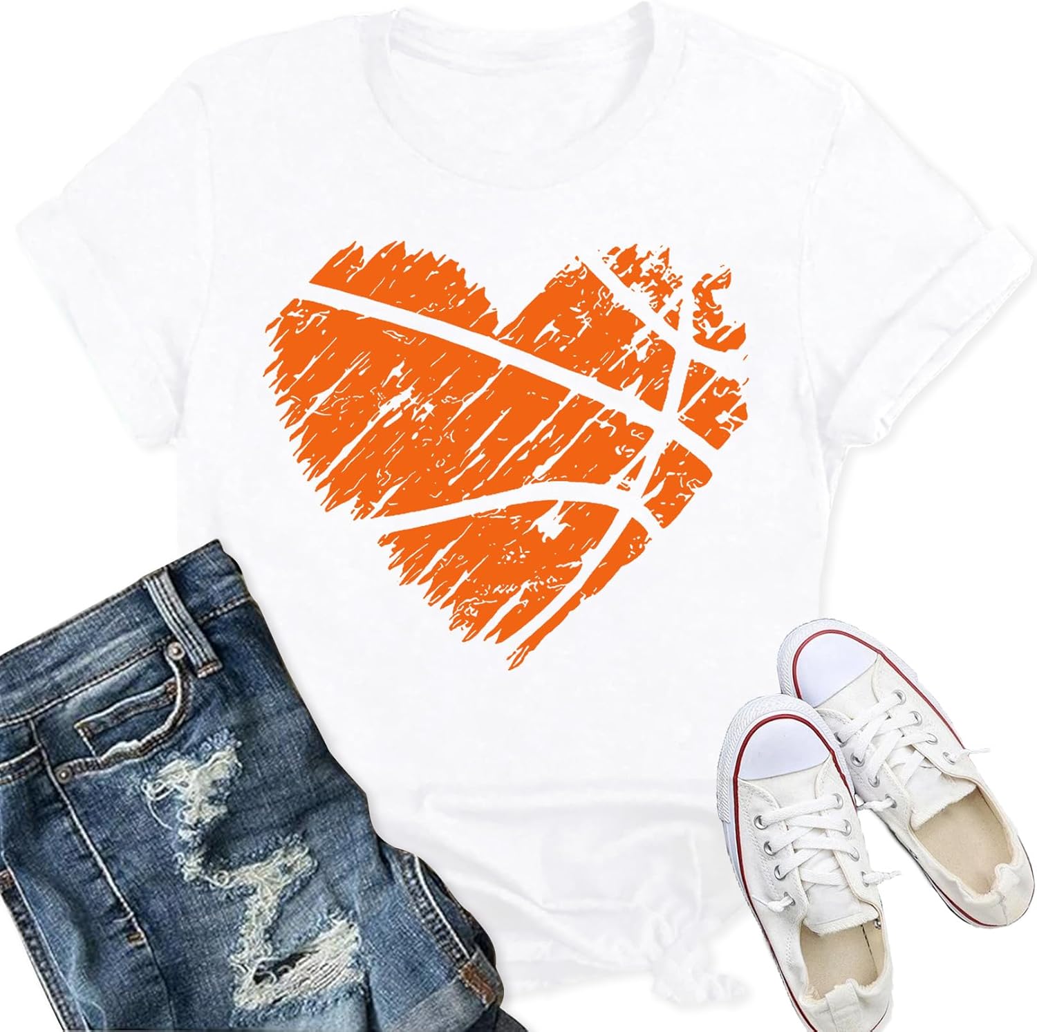 Thumbnail 6 de Qskall Women's T-Shirts Cute Netball Heart Shirt – Basketball Tee Tops