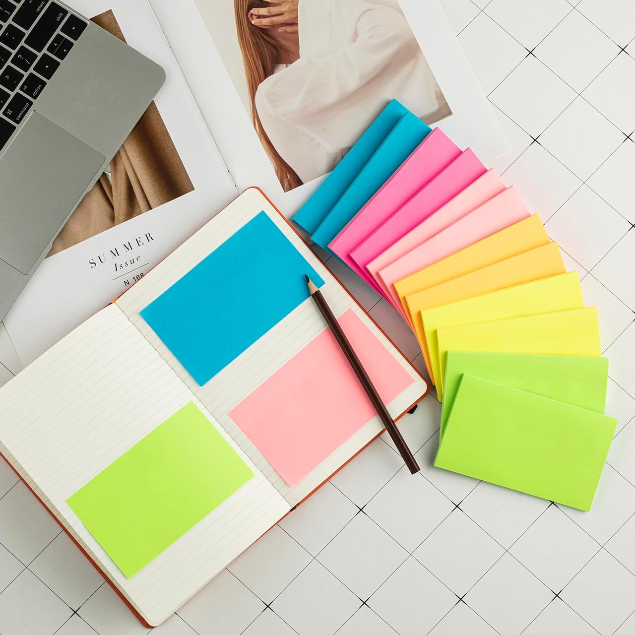 Detalle 2 de Wowivy 12 Pack Large Sticky Notes 76 mm x 127 mm (3x5 in) – Bright 6-Colour Self-Stick Pads