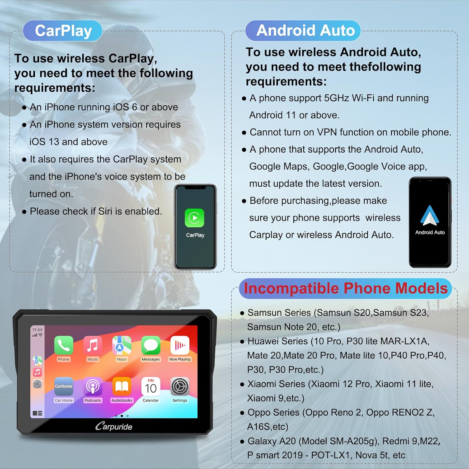 Thumbnail 5 de Carpuride W702 Motorcycle CarPlay Screen