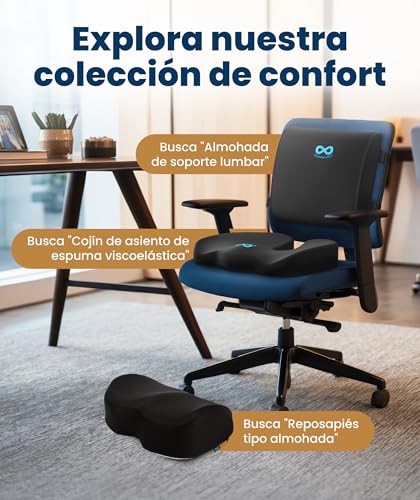 Thumbnail 6 de Everlasting Comfort Cojín de asiento de espuma viscoelástica — ergonómico para coxis, ciática y espalda (Grande, Negro)