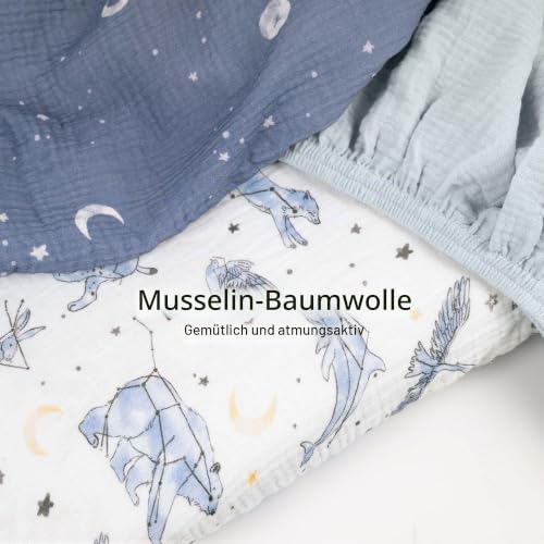 Thumbnail 3 de GLLQUEN BABY 3er-Pack Bettlaken Spannbettlaken aus 100% Musselin-Baumwolle – universell passend