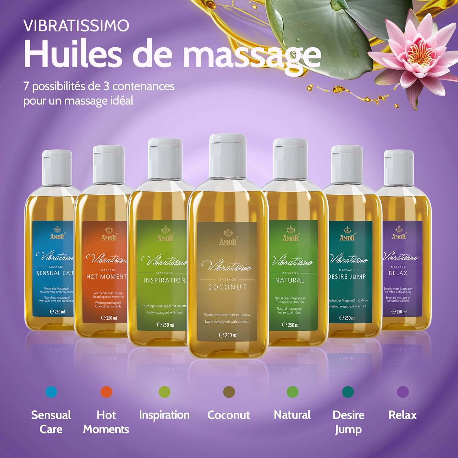 Detalle de Vibratissimo Relax 250 ml — huile de massage apaisante pour la relaxation