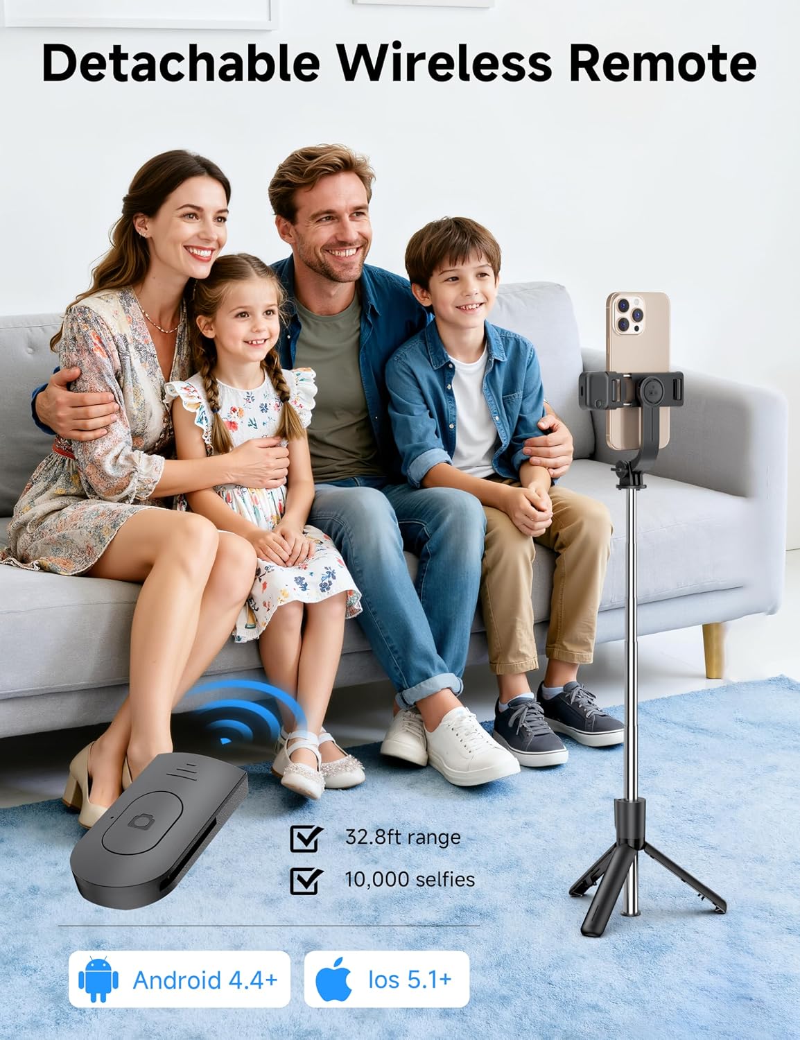 Detalle 2 de SelfieShow F01S Selfie Stick Tripod with LED Fill Light and Remote