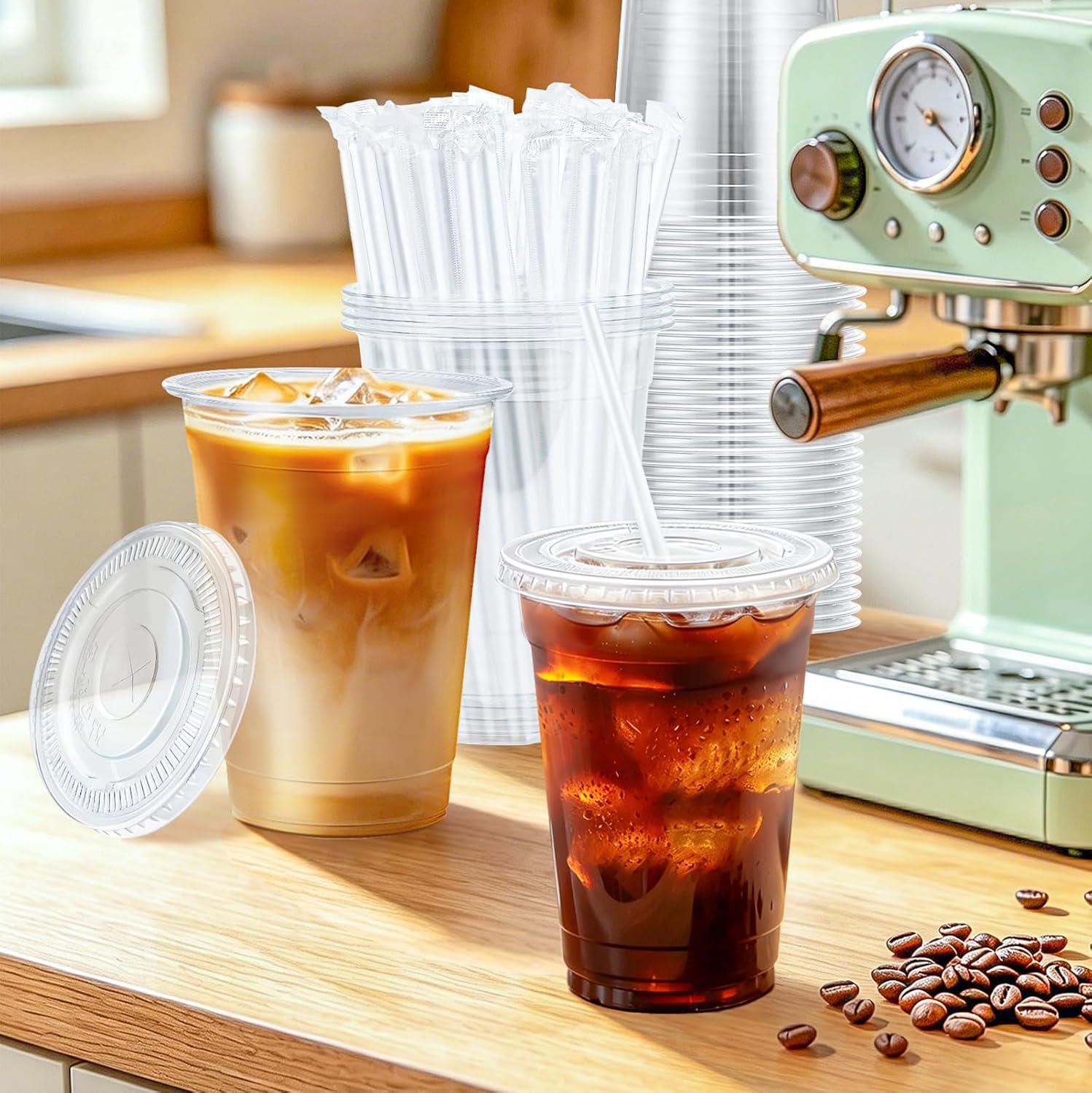 Thumbnail 5 de BYSNOW 20 oz Cup with Lids & Straws (100 Pack) — Clear, Leak-Resistant To-Go Cups