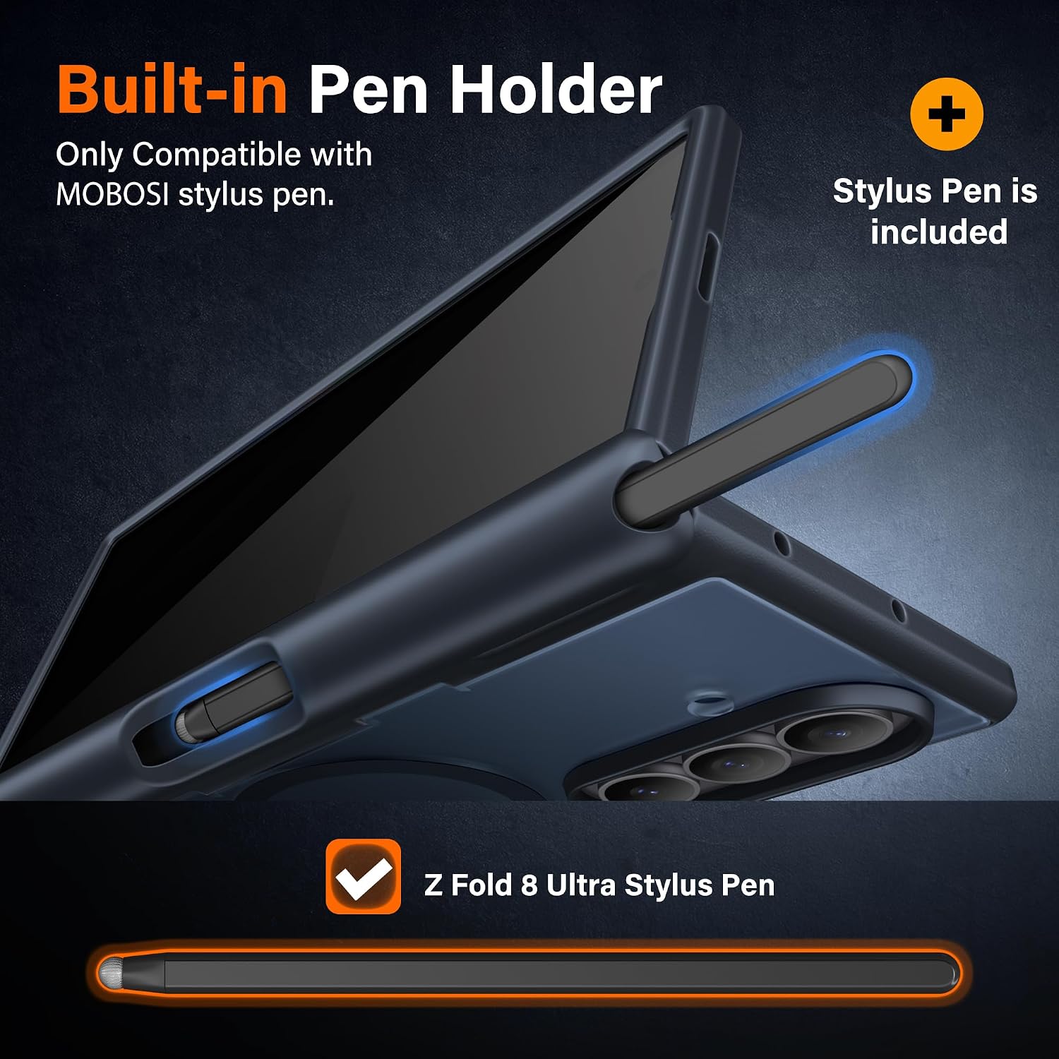 Detalle 2 de MOBOSI Galaxy Z Fold 8 Ultra Case with Stylus, MagSafe, Privacy Screen and Stand