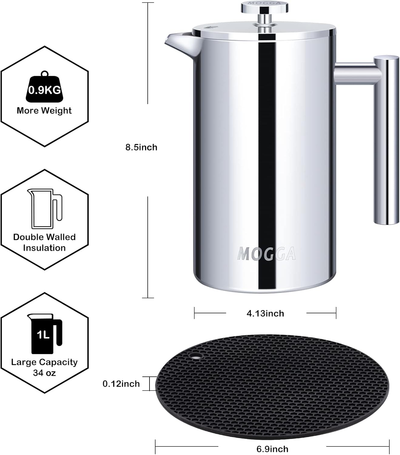 Thumbnail 4 de MOGGA cafetiere French press 1000ml