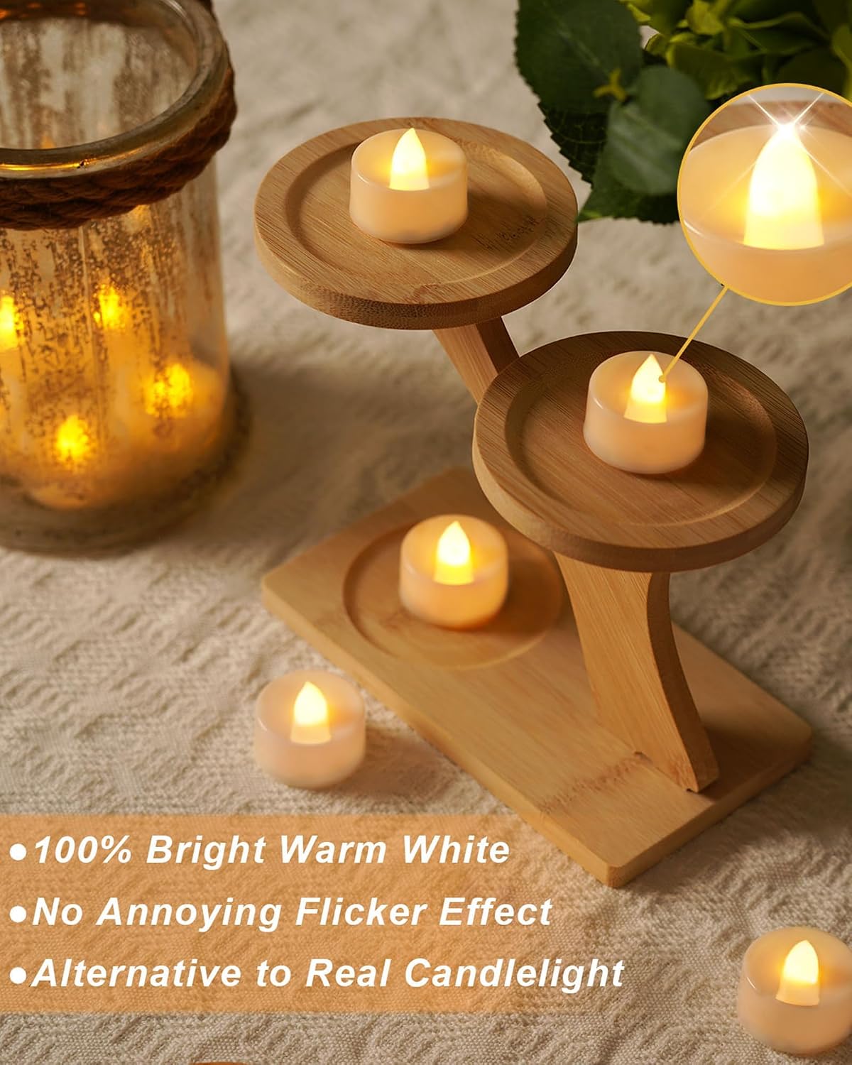 Thumbnail 5 de Beichi 24-Pack LED Tealights, Warm White Flicker, Flameless