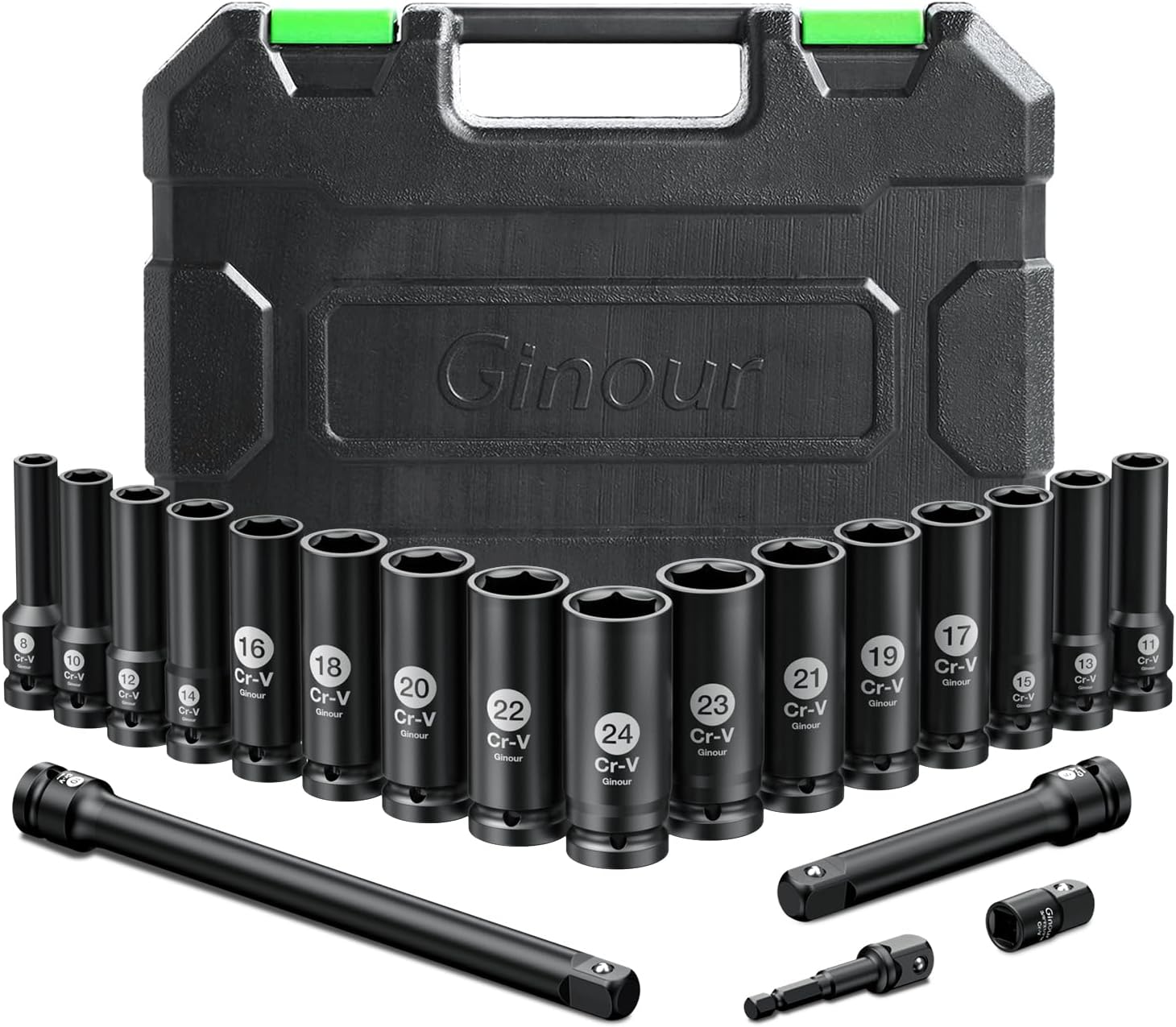 Detalle de Ginour 20PCs Impact Socket Set 8–24mm