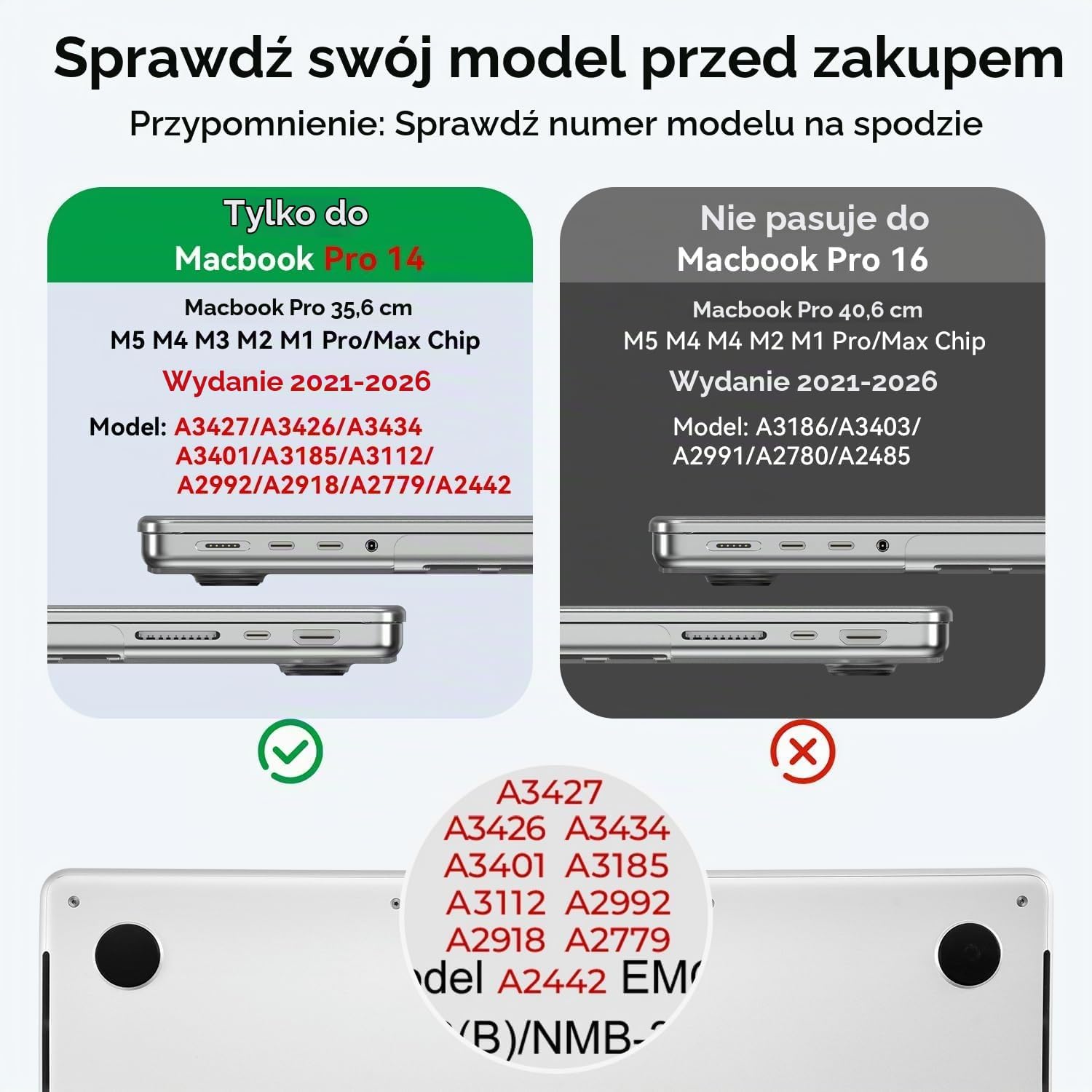 Detalle 2 de EooCoo etui do MacBooka Pro 14″ M1–M5, przezroczyste, z poliwęglanu
