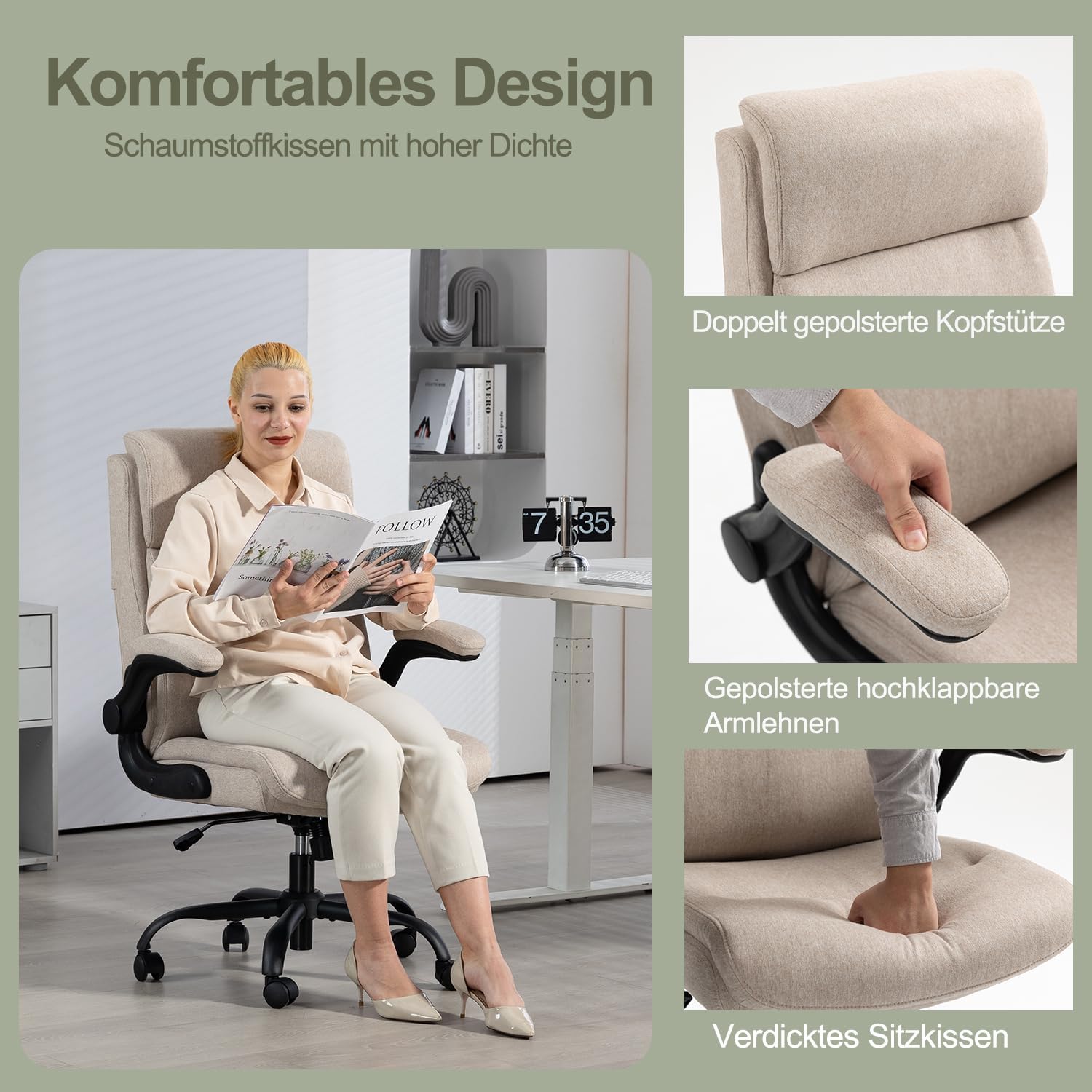 Detalle 2 de CASTLOVE Ergonomischer Bürostuhl 150 kg