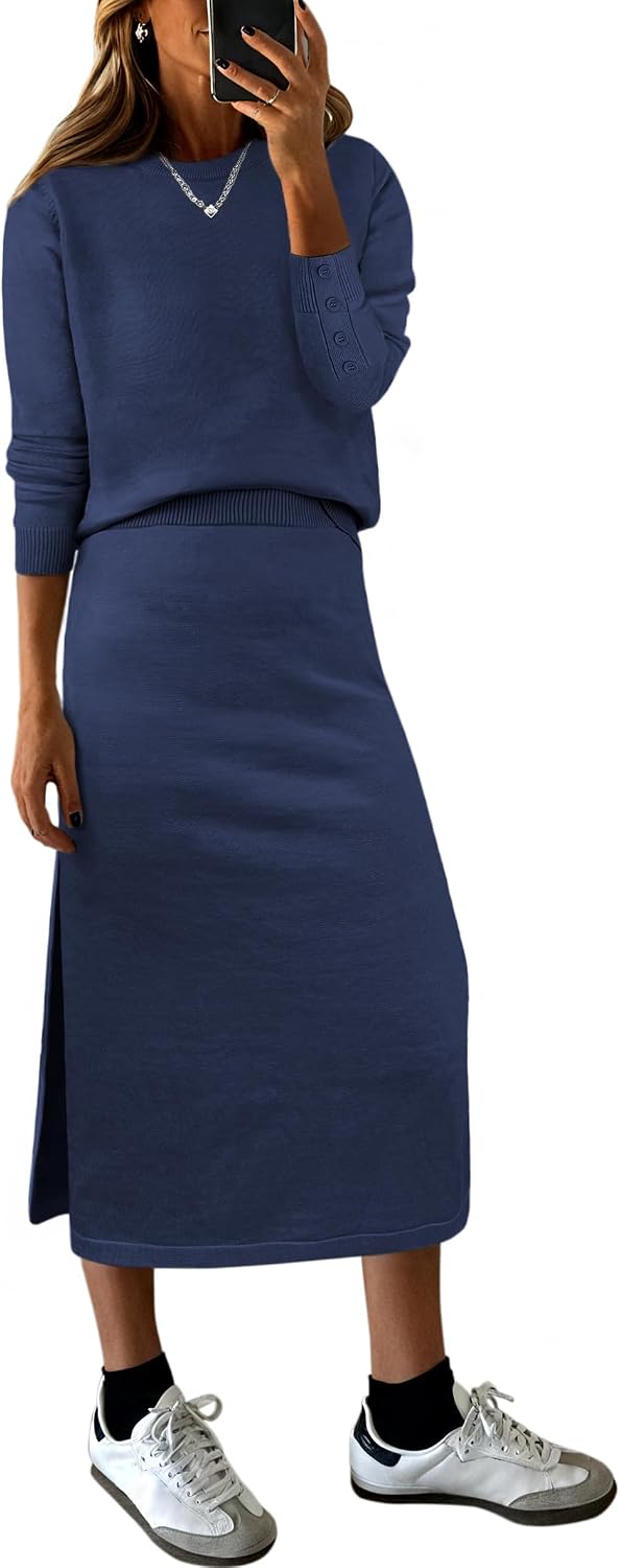 Thumbnail 5 de ANRABESS 2-Piece Striped Sweater Midi Set