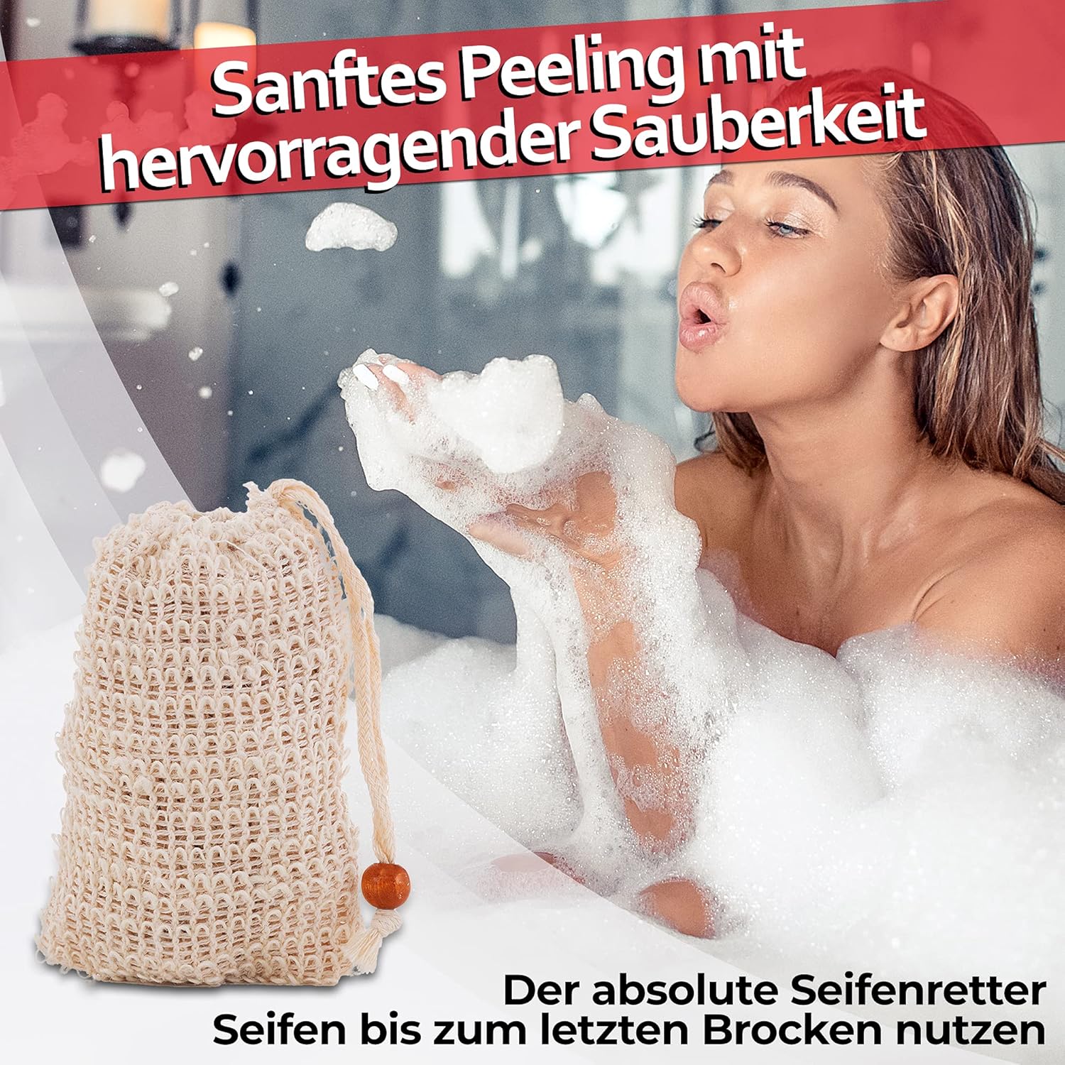 Detalle de Natura Germania Aleppo Seife - 3 x ca. 200 g, 100% Olivenöl + Sisal Seifensäckchen, Handarbeit vegan