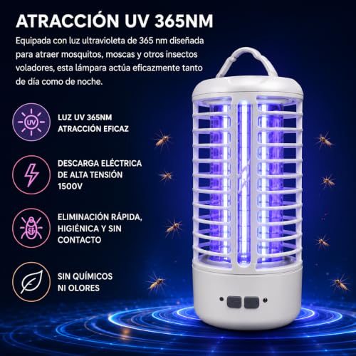 Detalle 2 de ZALEZ Lampara Antimosquitos Interior y Exterior con UV 365 nm y descarga eléctrica