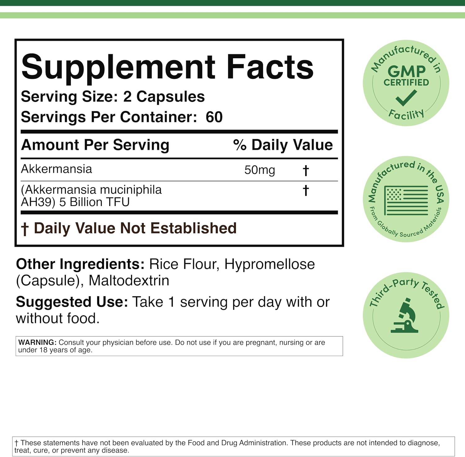 Thumbnail 1 de Double Wood Akkermansia Postbiotic Supplement, 120 Capsules