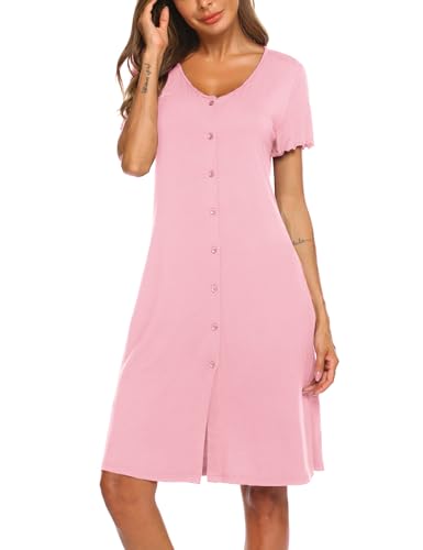 Thumbnail 6 de Ekouaer Camicia da Notte Donna Parto Ospedale – Bottoni Davanti, Rosa Chiaro, M