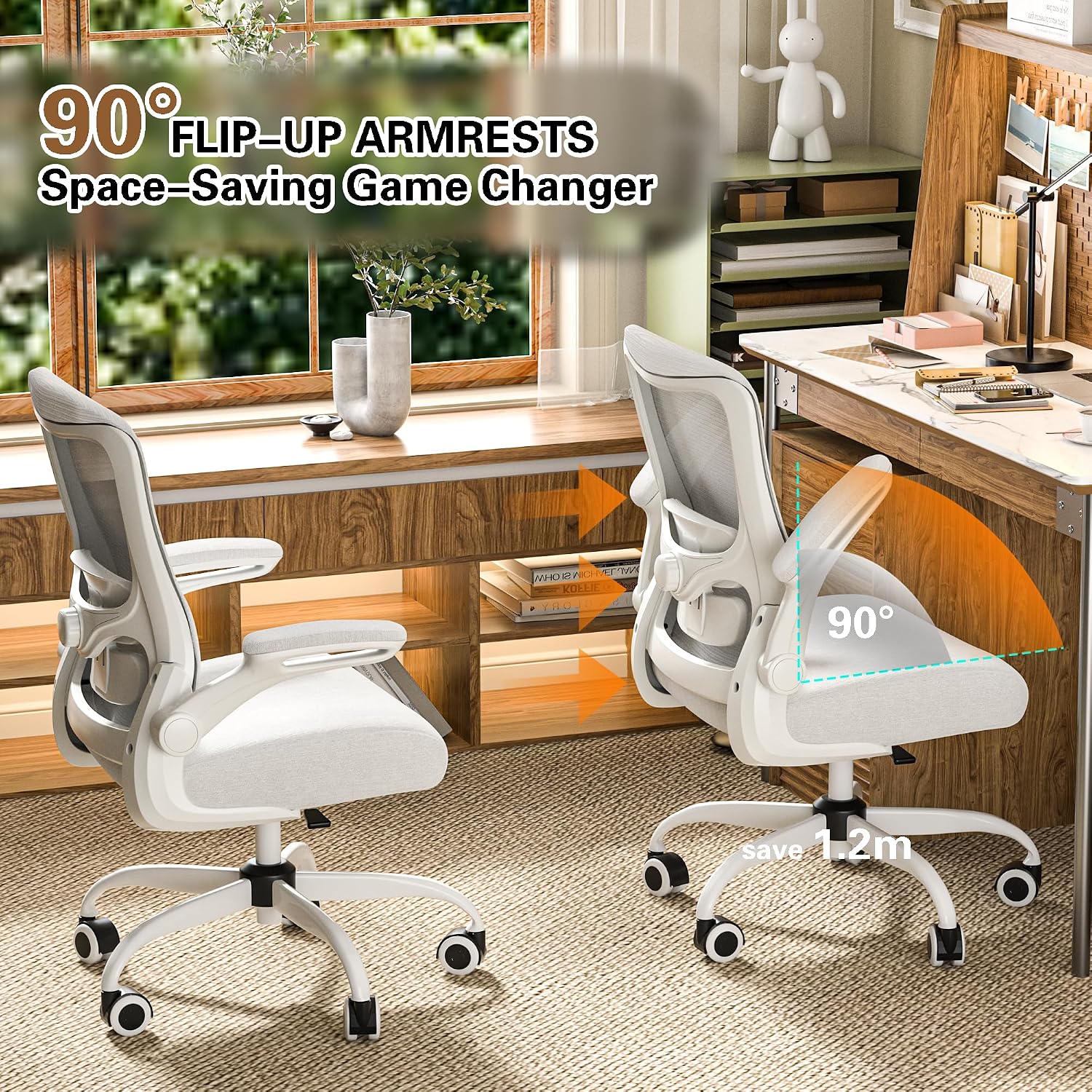 Detalle 2 de Zeonsit 8188B-CA Ergonomic Office Chair, High-Back Mesh, Adjustable Lumbar Support