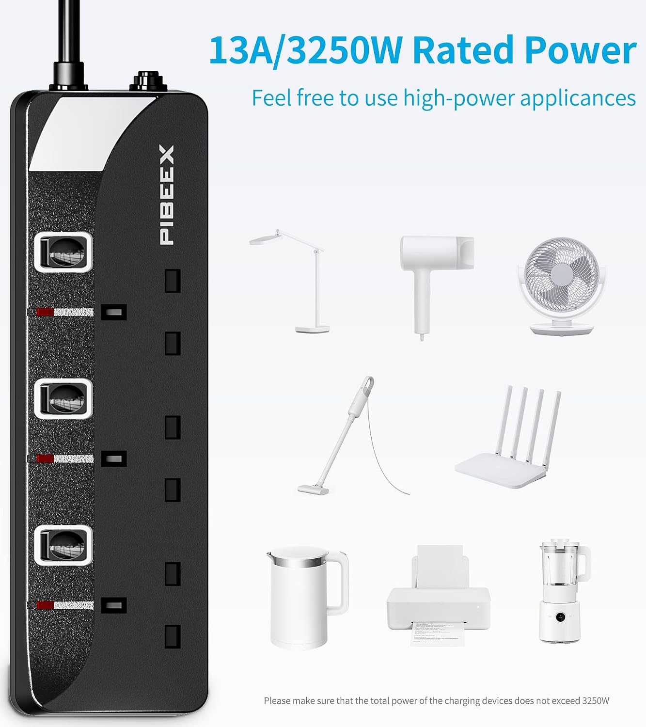 Detalle de PIBEEX Extension Lead 3 Way 3M 3250W
